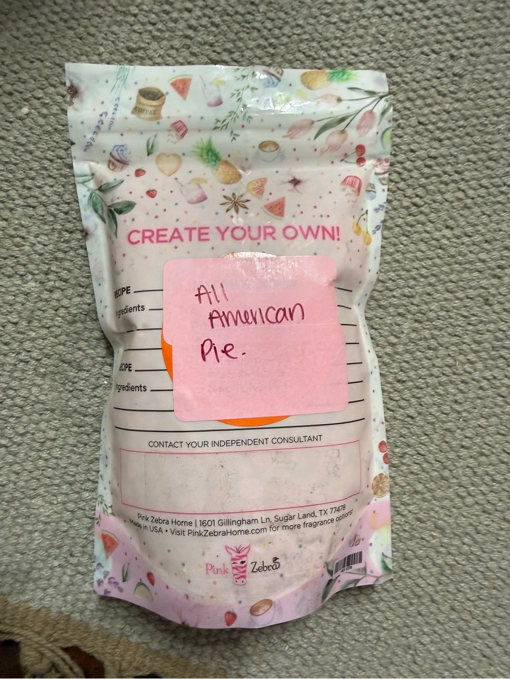 Pink Zebra Pink Floral Create Your Own All American Pie Sachet